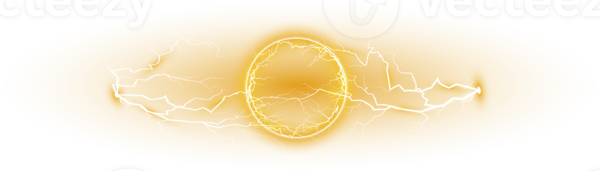 Yellow ball lightning on a transparent background. Abstract electric lightning strike. Light flash, thunder, spark. PNG. png