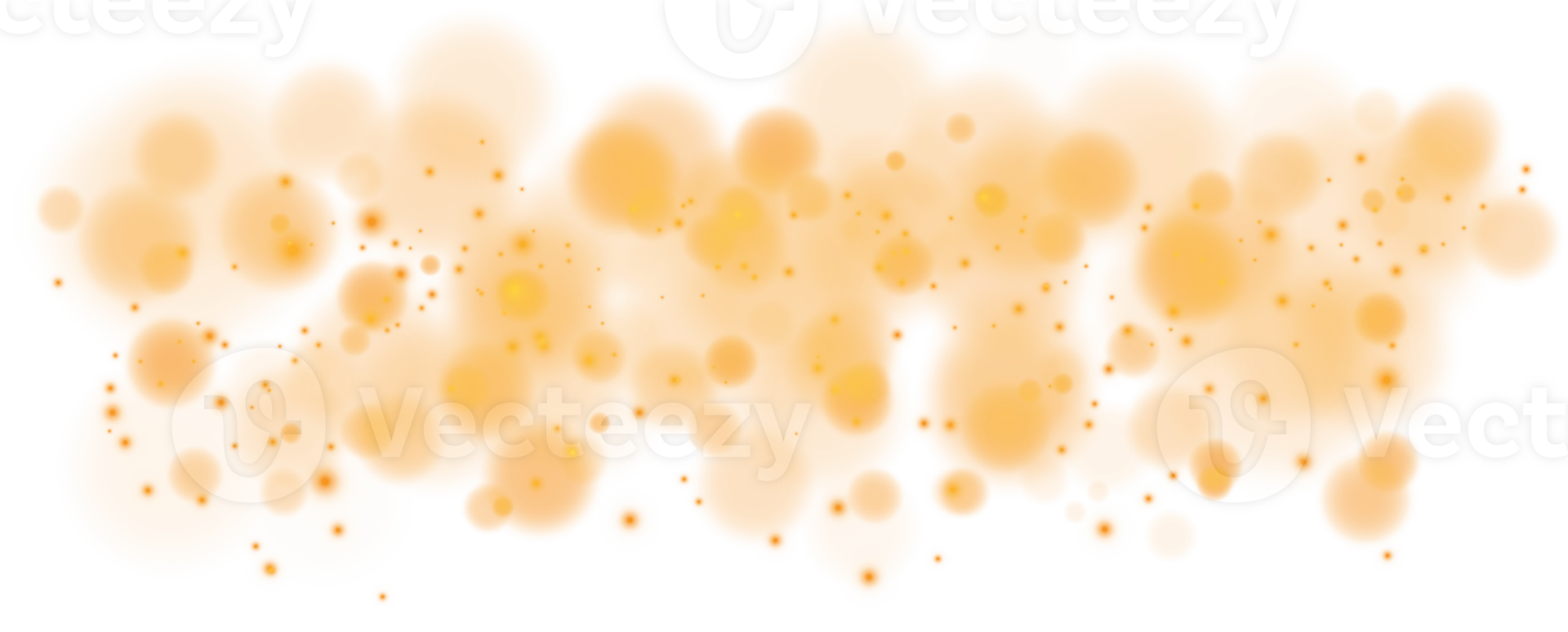 Golden shining bokeh lights with glowing particles  on transparent background. PNG. png