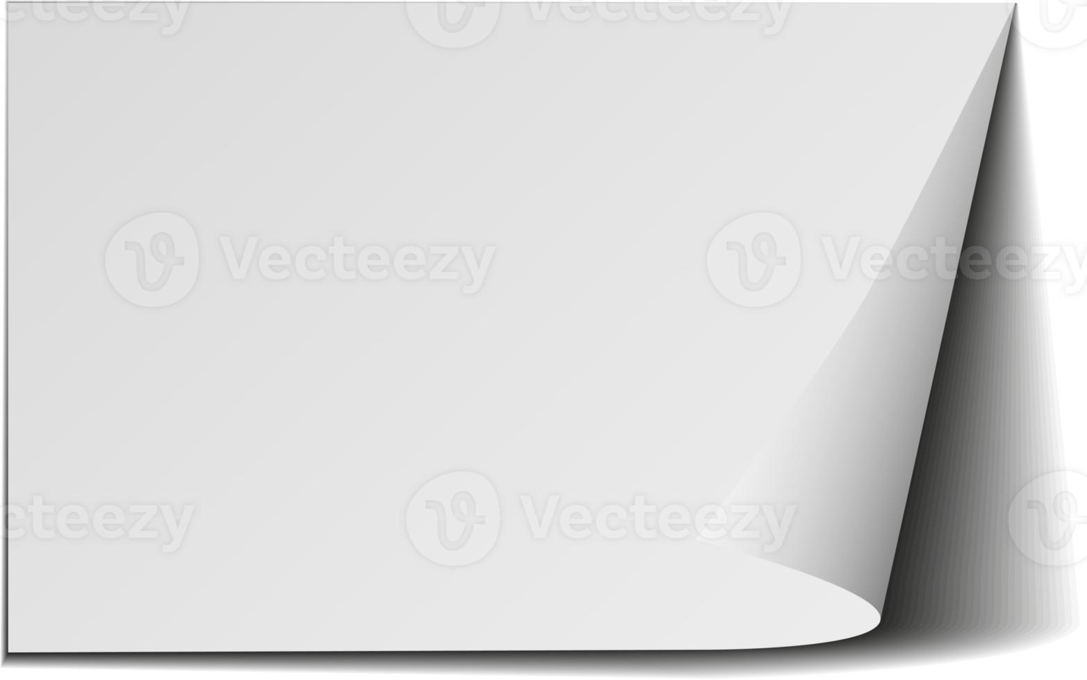 Realistic paper sheet with folded corner. Paper sheet A4 with shadows on transparent background. PNG. png
