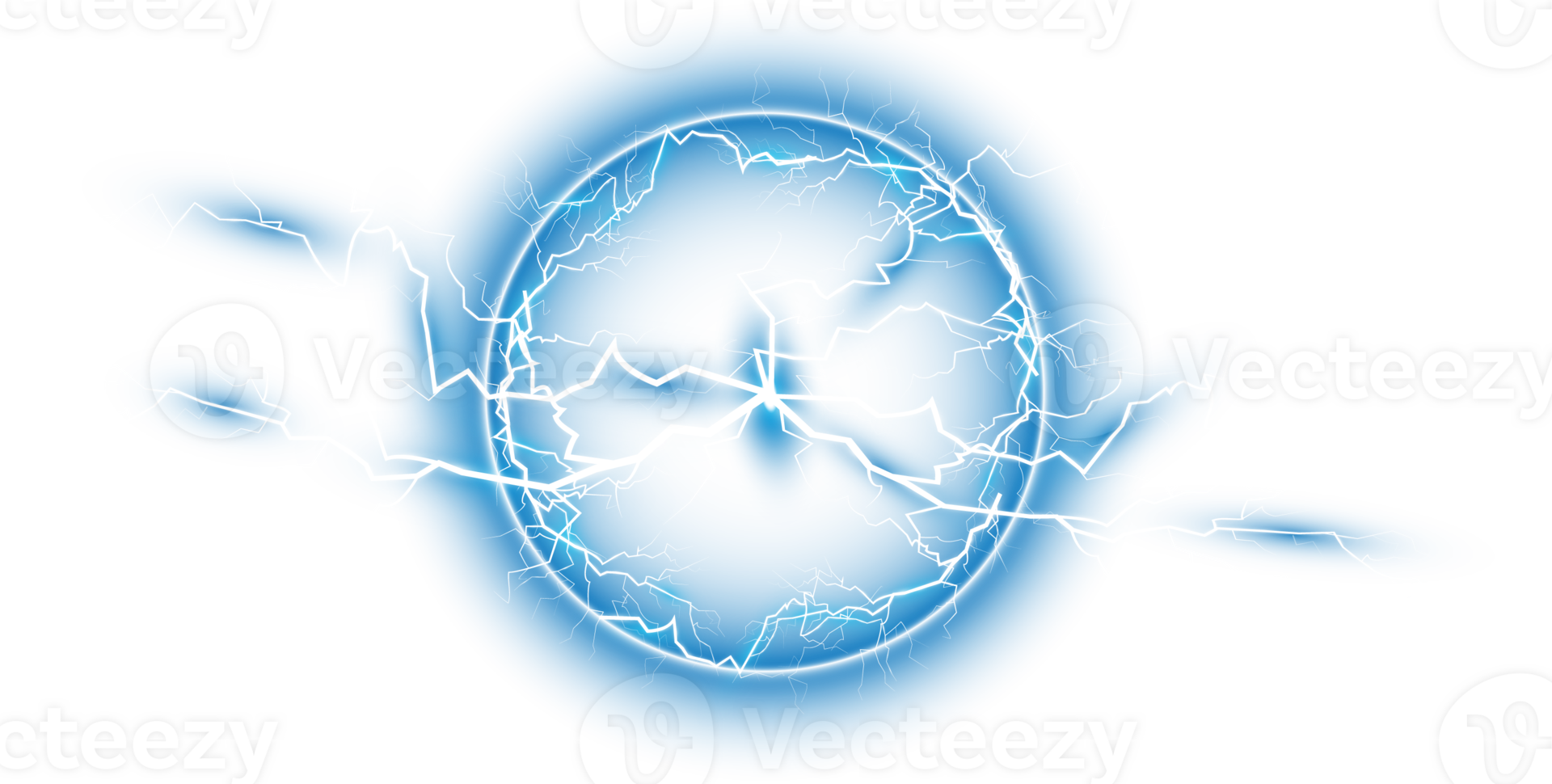 Blue ball lightning on a transparent background. Abstract electric lightning strike. Light flash, thunder, spark. PNG. png