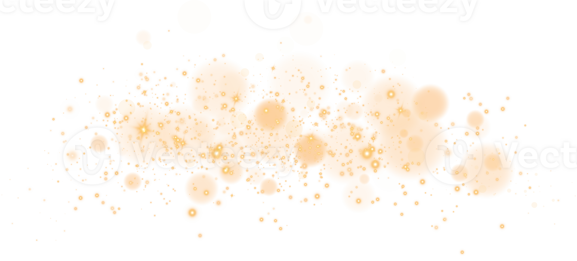 Golden shining bokeh lights with glowing particles  on transparent background. PNG. png