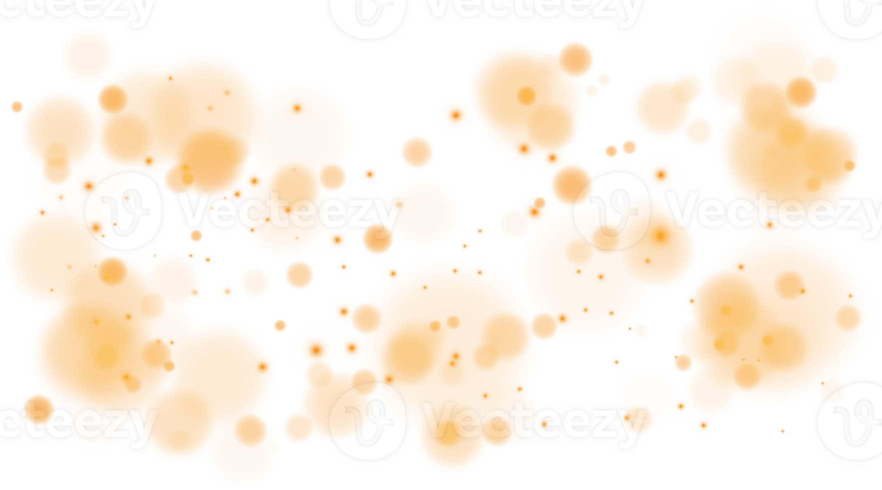 Golden shining bokeh lights with glowing particles  on transparent background. PNG. png