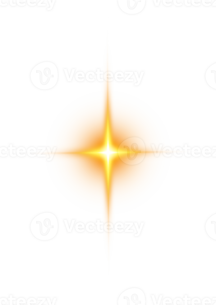 Golden glowing light effects isolated on transparent background. Solar flare with beams and spotlight. Glow effect. Starburst with sparkles. PNG. png