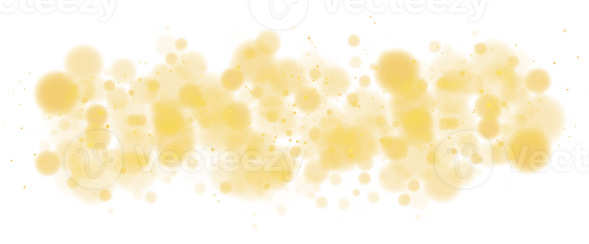 Golden shining bokeh lights with glowing particles  on transparent background. PNG. png