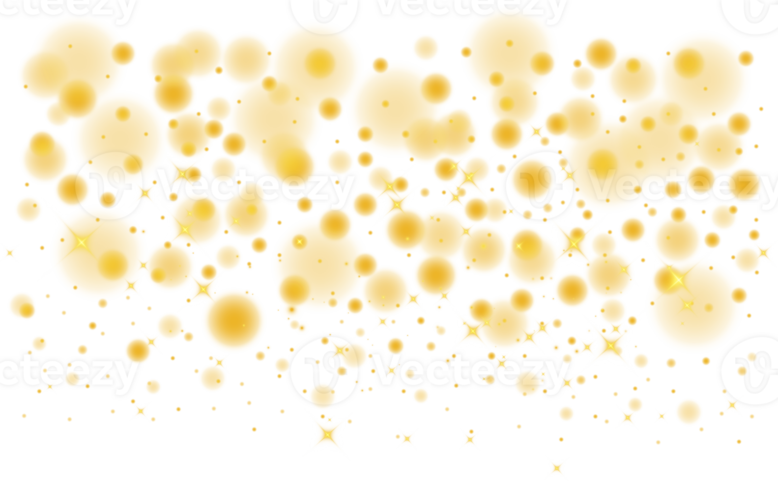 Golden shining bokeh lights with glowing particles  on transparent background. PNG. png