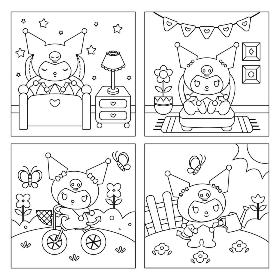 Cute Bunny Coloring Book Pages for Children vector