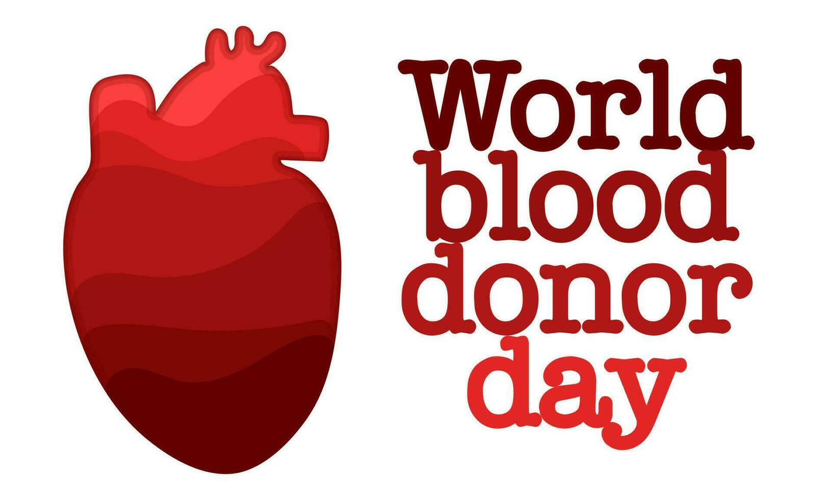 Vector background of the World Blood Donor Day. Informational poster with a human heart of shades. June 14th. The concept of hemophilia Day. A big heart is a symbol of help and layers of filling