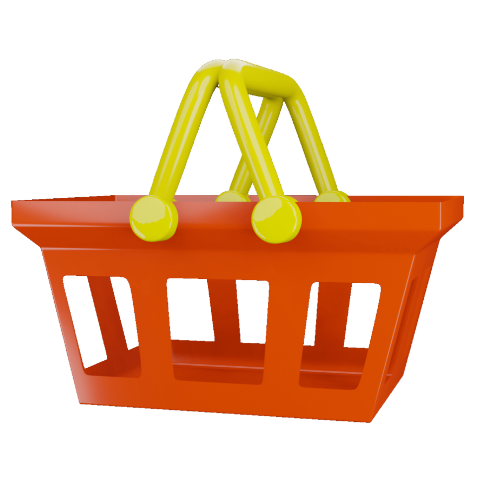 red shopping cart illustration design in 3d style. png