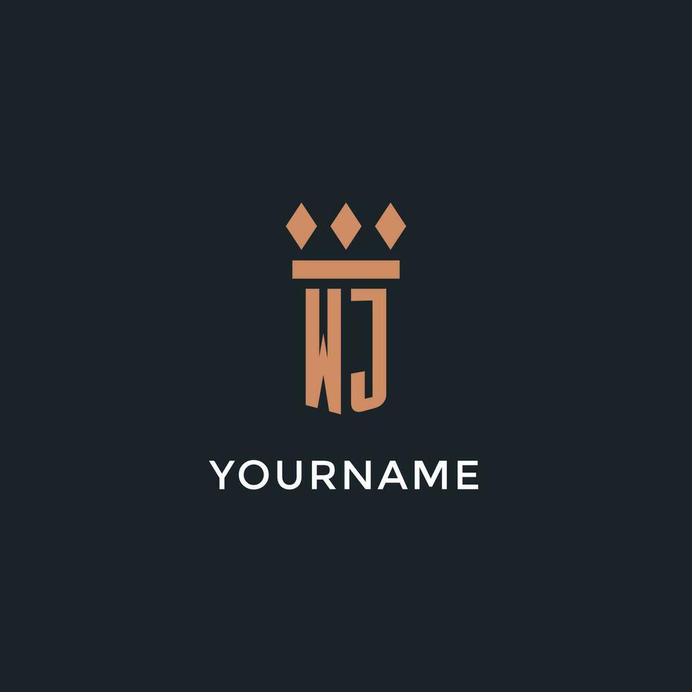 WJ logo initial with pillar icon design, luxury monogram style logo for law firm and attorney vector