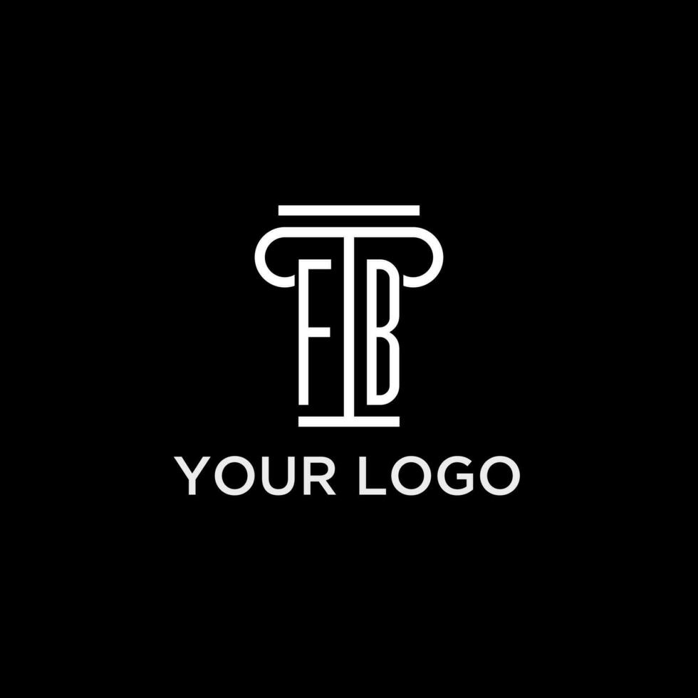 FB monogram initial logo with pillar shape icon design vector