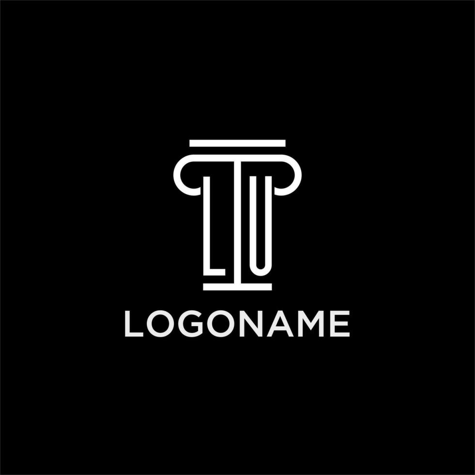 LU monogram initial logo with pillar shape icon design vector