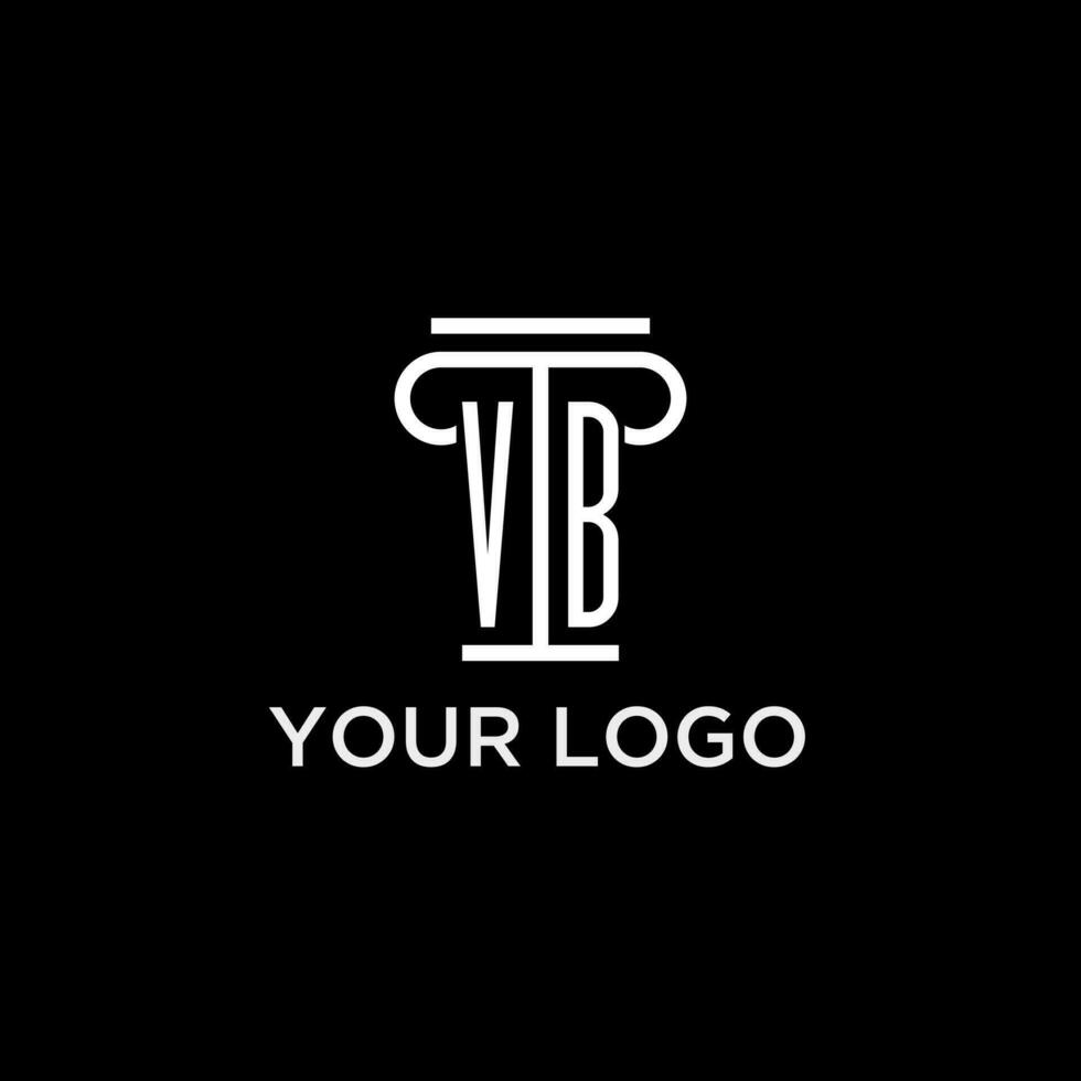 VB monogram initial logo with pillar shape icon design vector