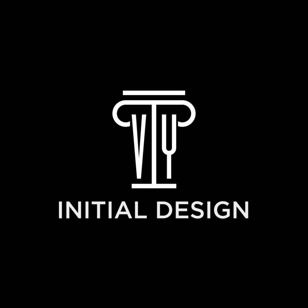 vy monograma inicial logo con pilar forma icono diseño vector