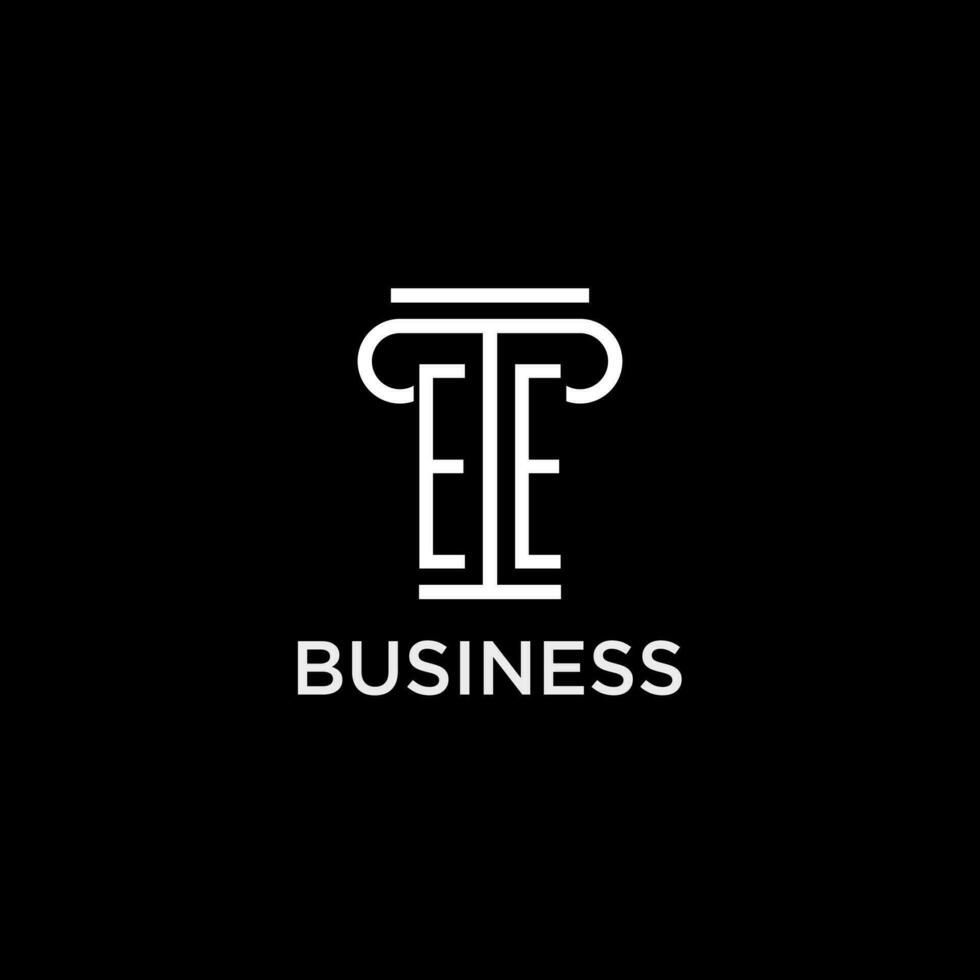 EE monogram initial logo with pillar shape icon design vector