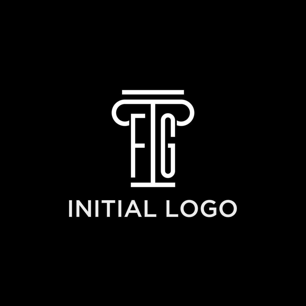 FG monogram initial logo with pillar shape icon design vector
