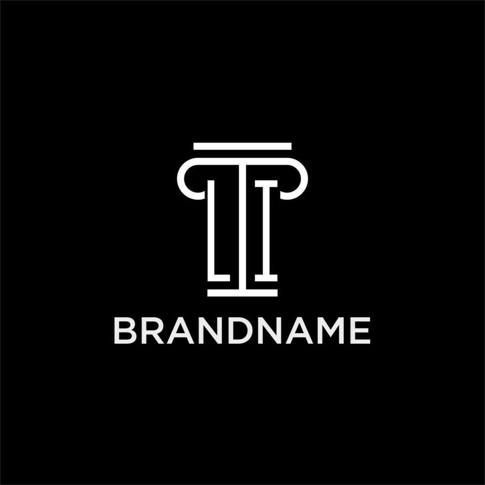 LI monogram initial logo with pillar shape icon design vector