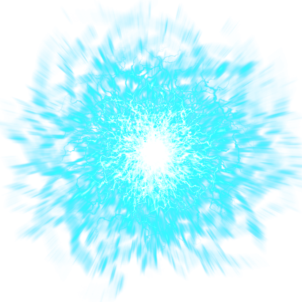 Electric blue decorative lightning ball isolated on transparent