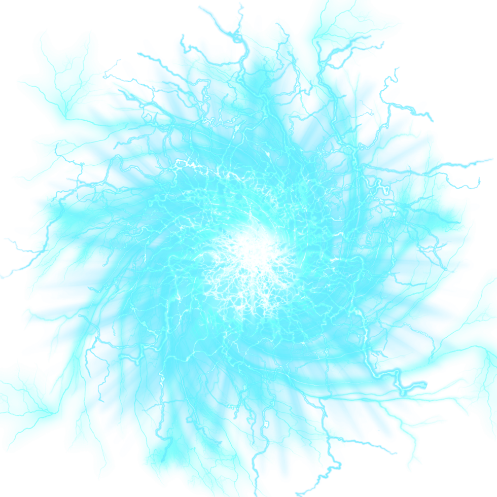 Electric blue decorative lightning ball isolated on transparent