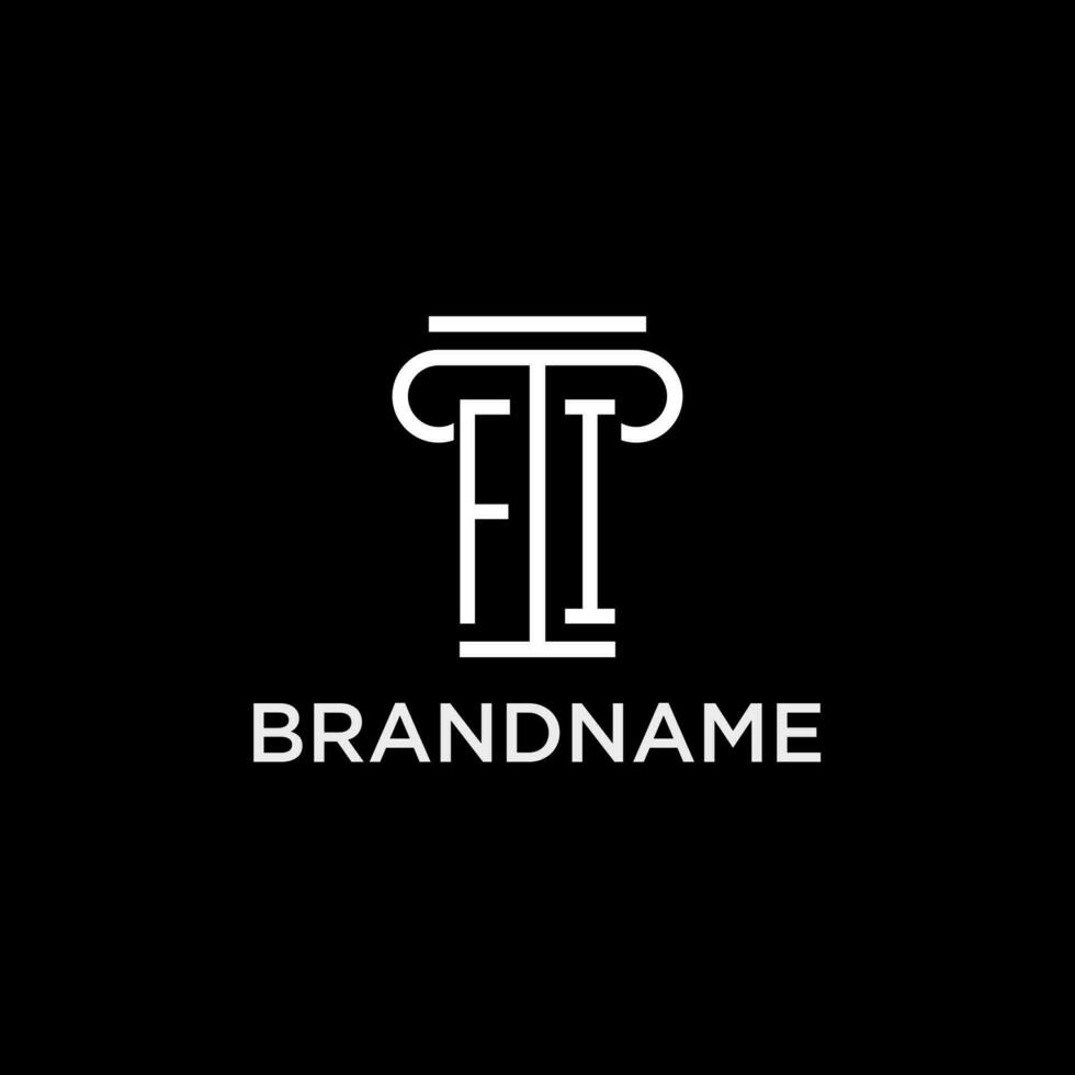 FI monogram initial logo with pillar shape icon design vector