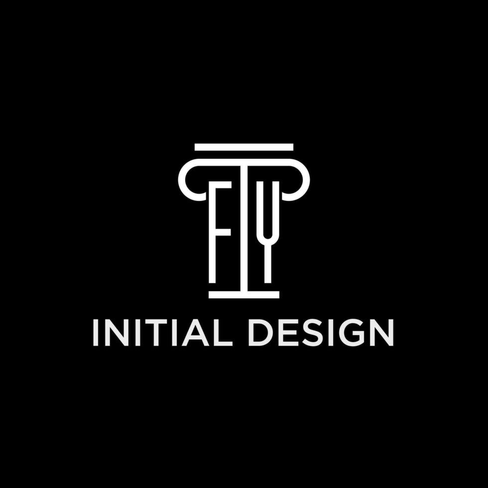 FY monogram initial logo with pillar shape icon design vector