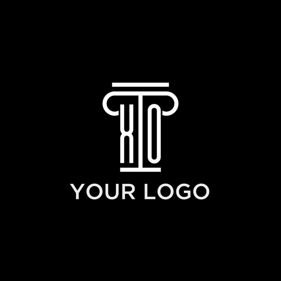 XO monogram initial logo with pillar shape icon design vector