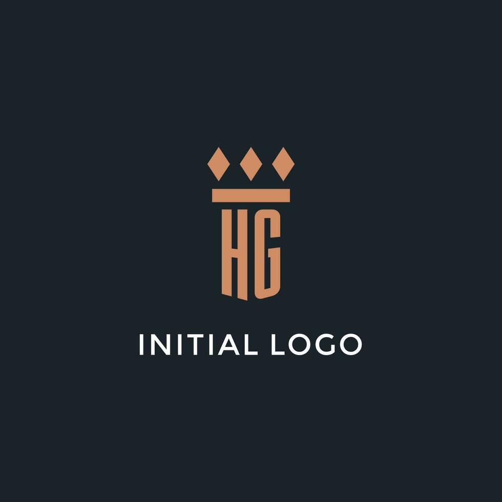 HG logo initial with pillar icon design, luxury monogram style logo for law firm and attorney vector