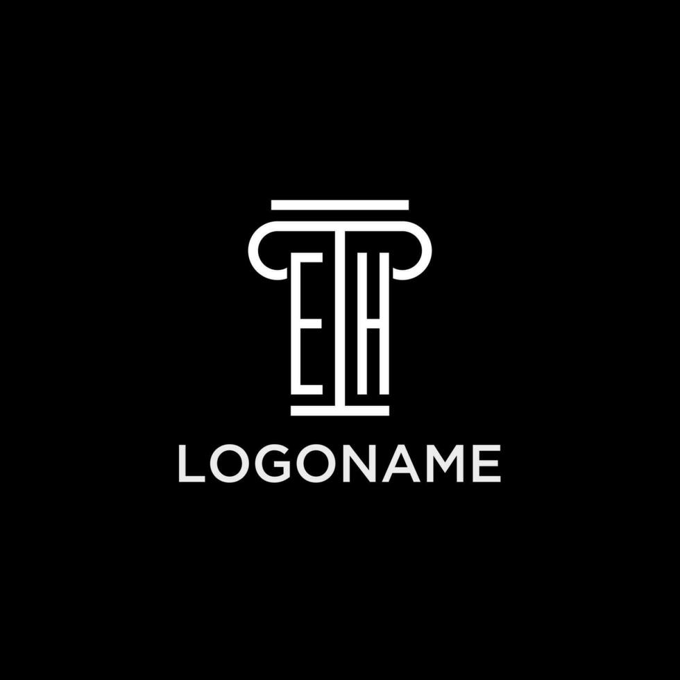EH monogram initial logo with pillar shape icon design vector