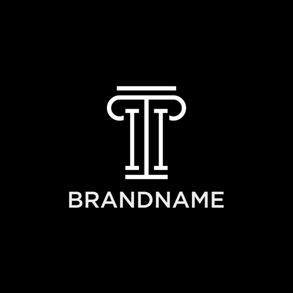 II monogram initial logo with pillar shape icon design vector