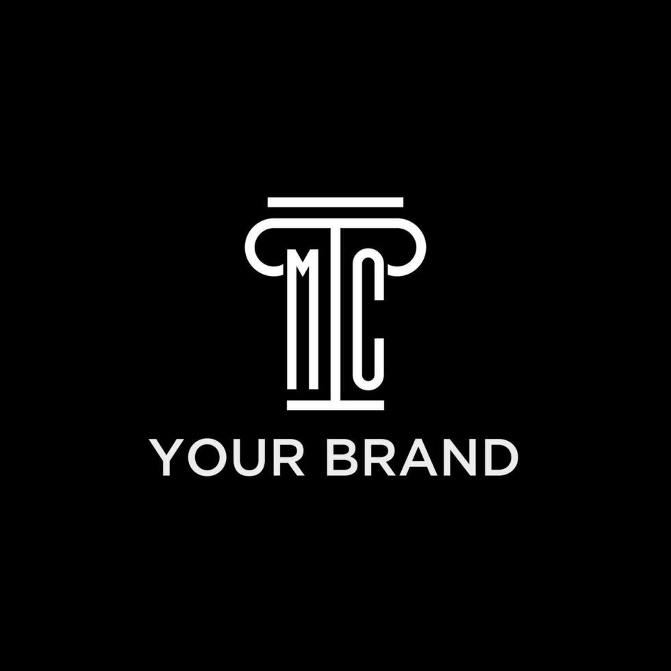 MC monogram initial logo with pillar shape icon design vector