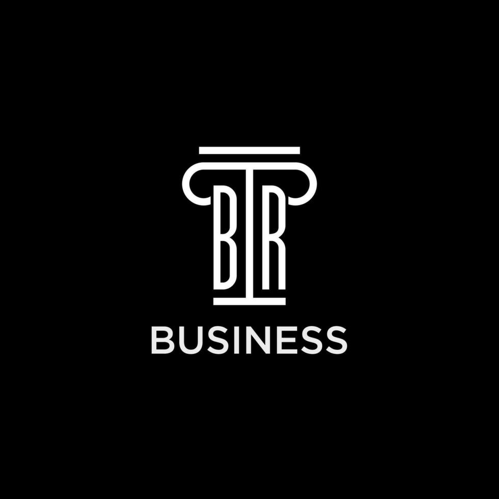BR monogram initial logo with pillar shape icon design vector