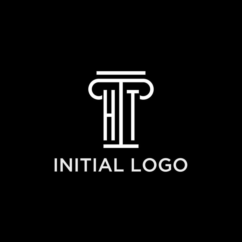 HT monogram initial logo with pillar shape icon design vector