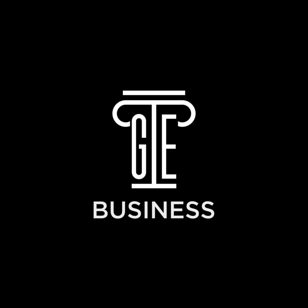 GE monogram initial logo with pillar shape icon design vector
