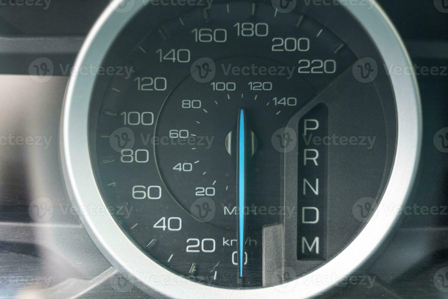 Speedometer of a modern car. Modern car interior details photo