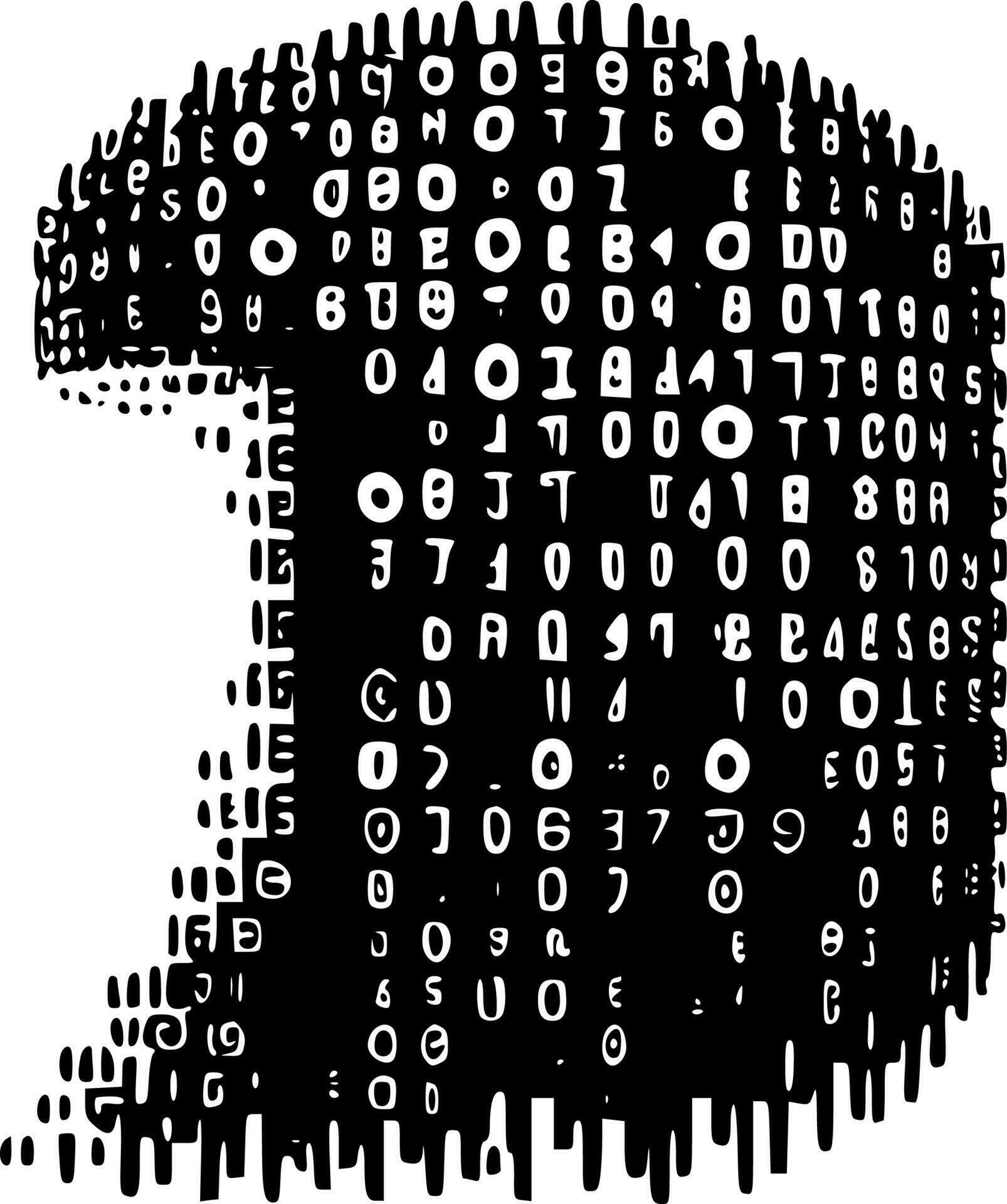 Binary Code - Black and White Isolated Icon - Vector illustration ...