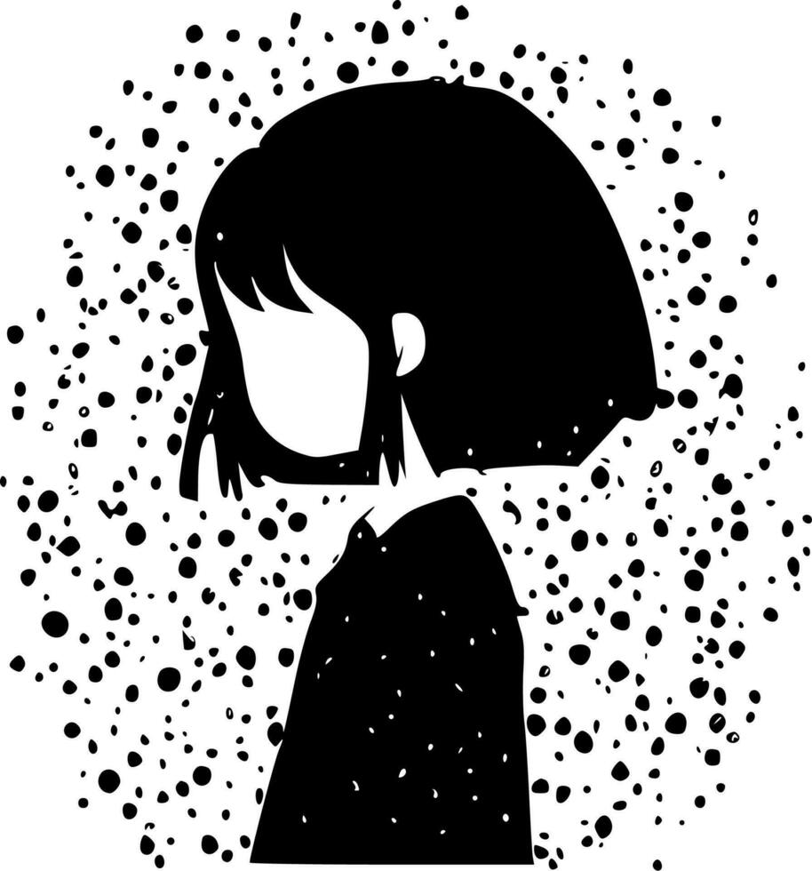 Girl, Black and White Vector illustration