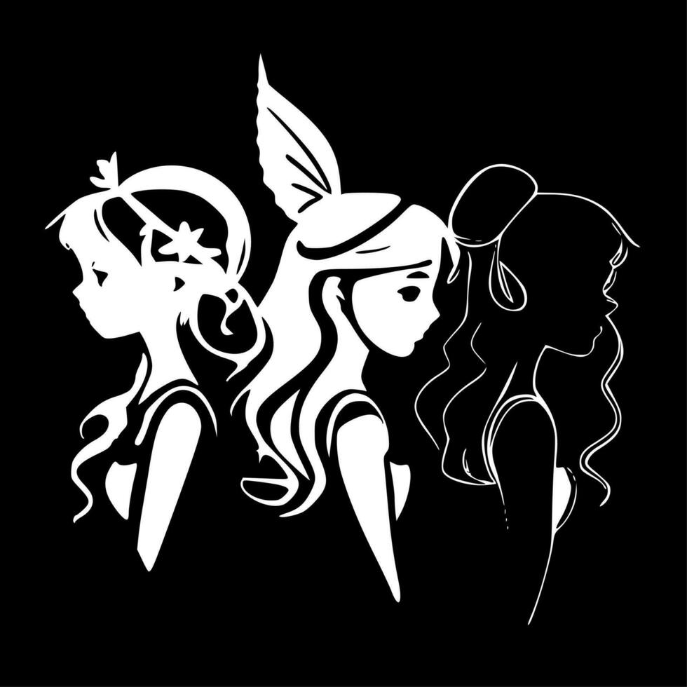 Fairies, Minimalist and Simple Silhouette - Vector illustration