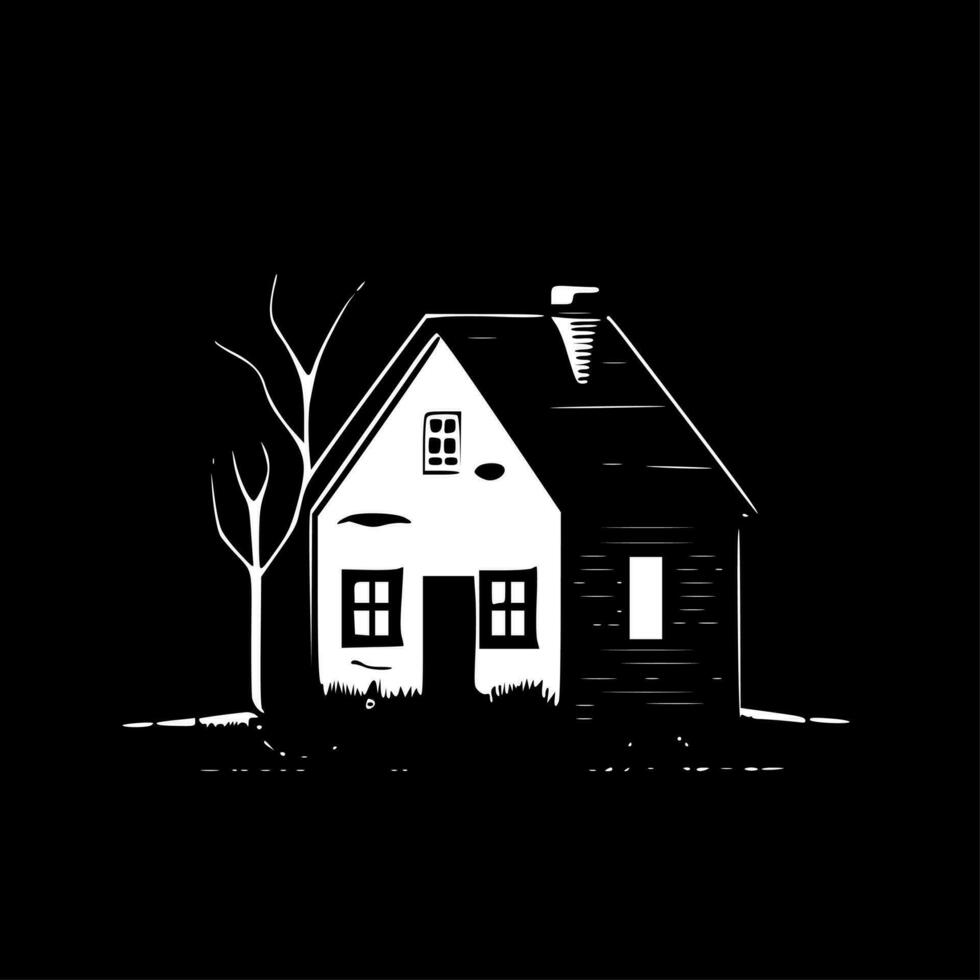 casa - negro y blanco aislado icono - vector ilustración
