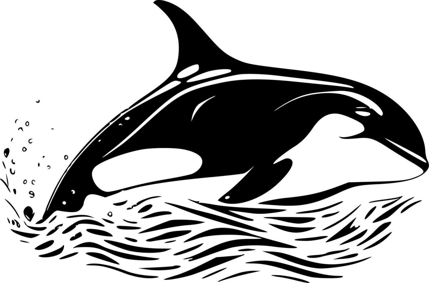 Orca - Black and White Isolated Icon - Vector illustration