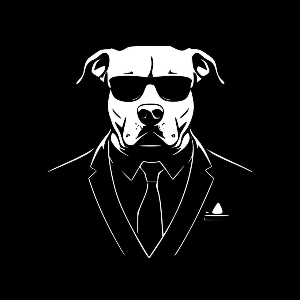 pitbull - negro y blanco aislado icono - vector ilustración