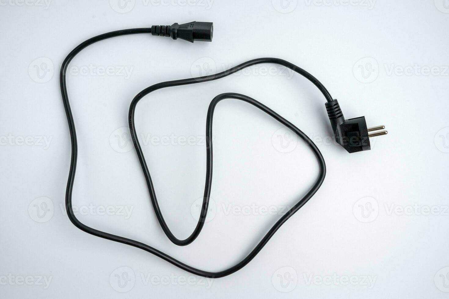 Power plug, computer power cord on a white background. photo