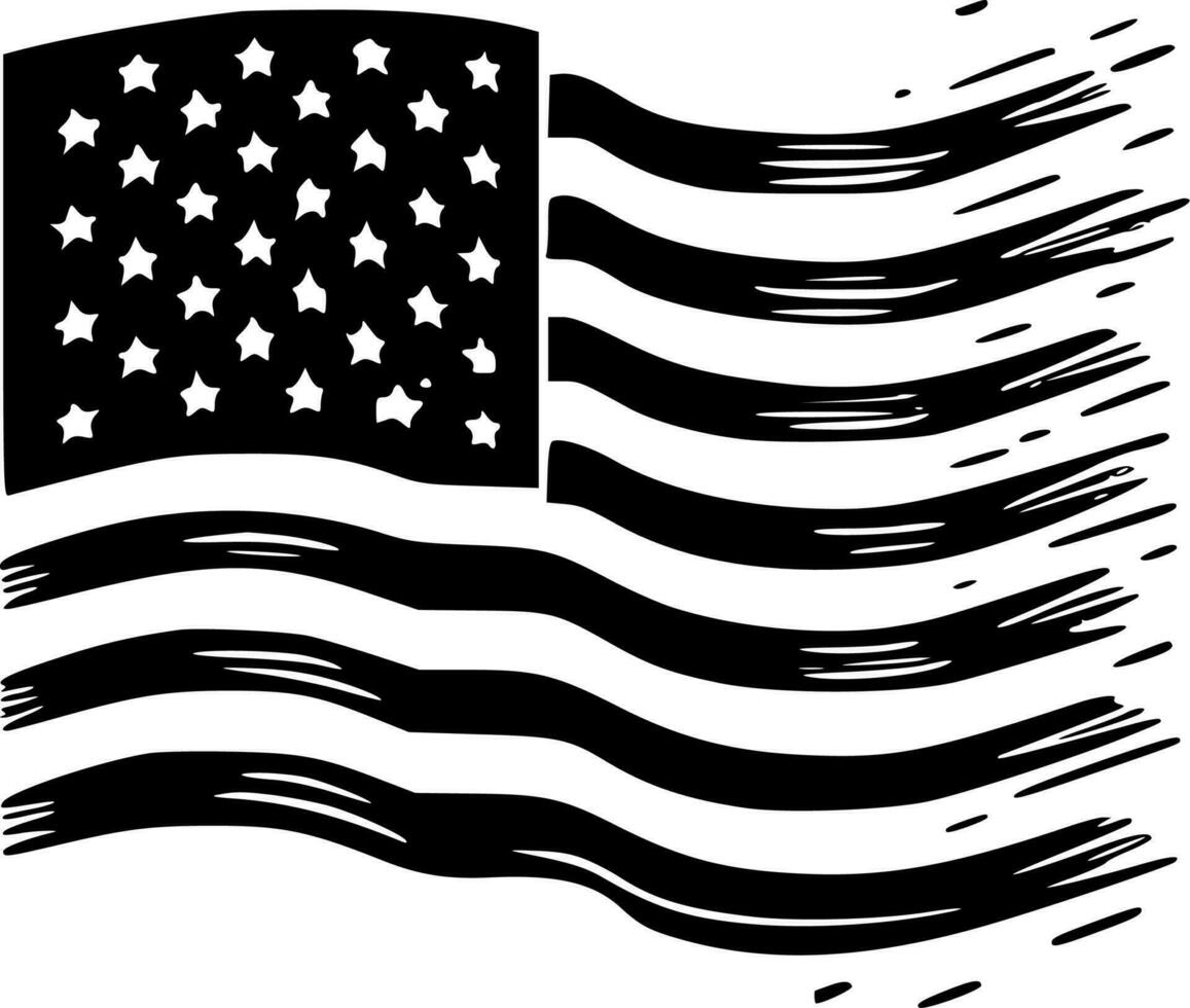 American Flag, Minimalist and Simple Silhouette - Vector illustration