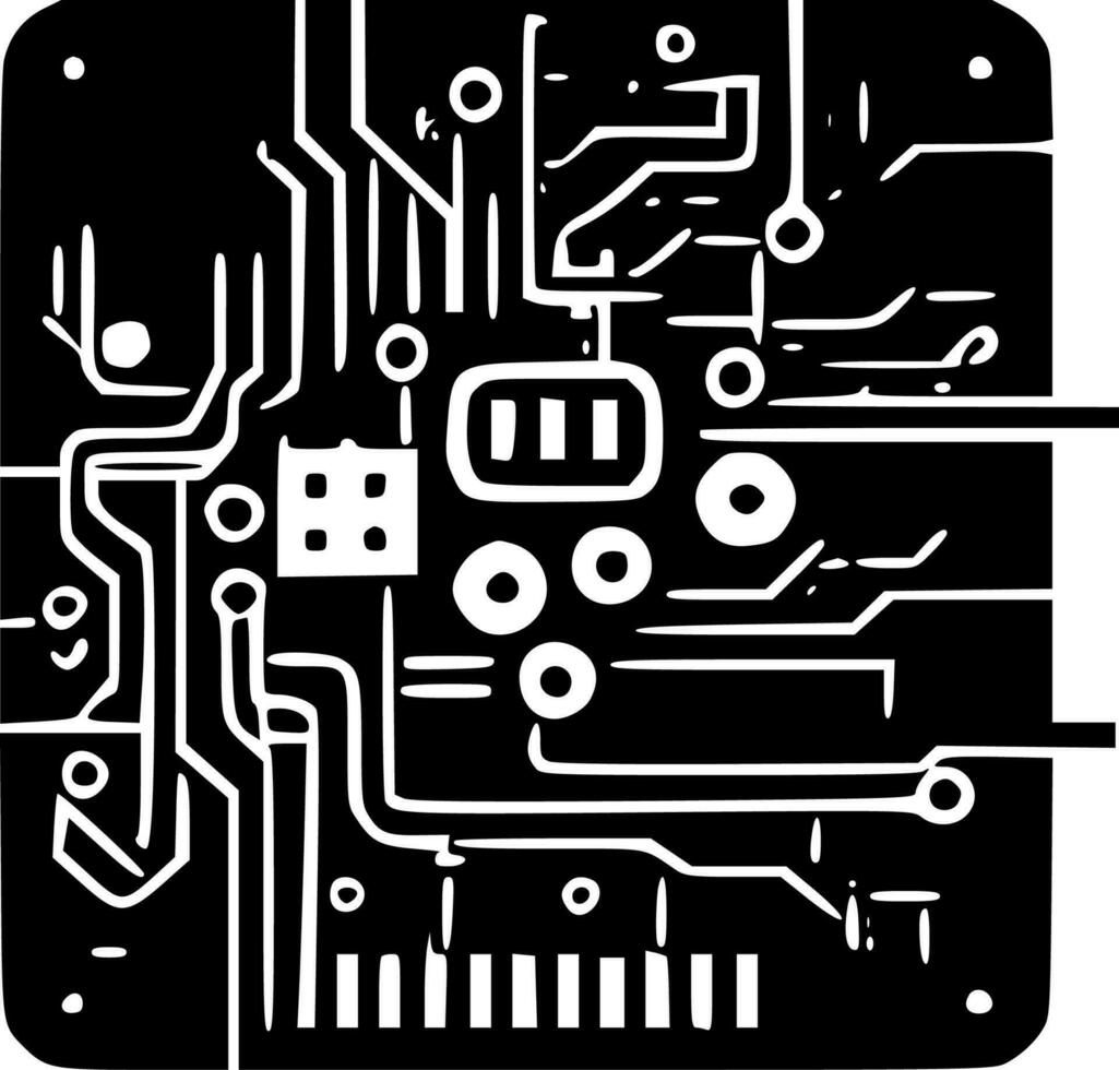 Circuit Board, Minimalist and Simple Silhouette - Vector illustration