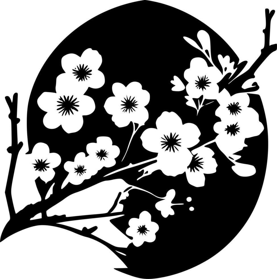 Cherry Blossom, Minimalist and Simple Silhouette - Vector illustration