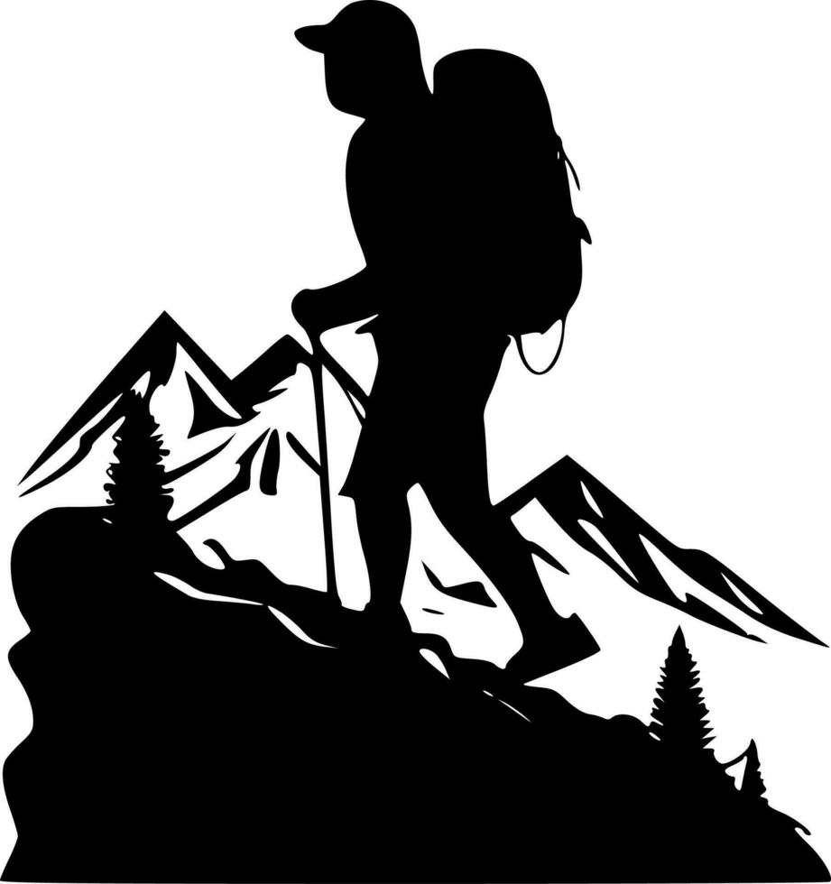 Hiking, Minimalist and Simple Silhouette - Vector illustration