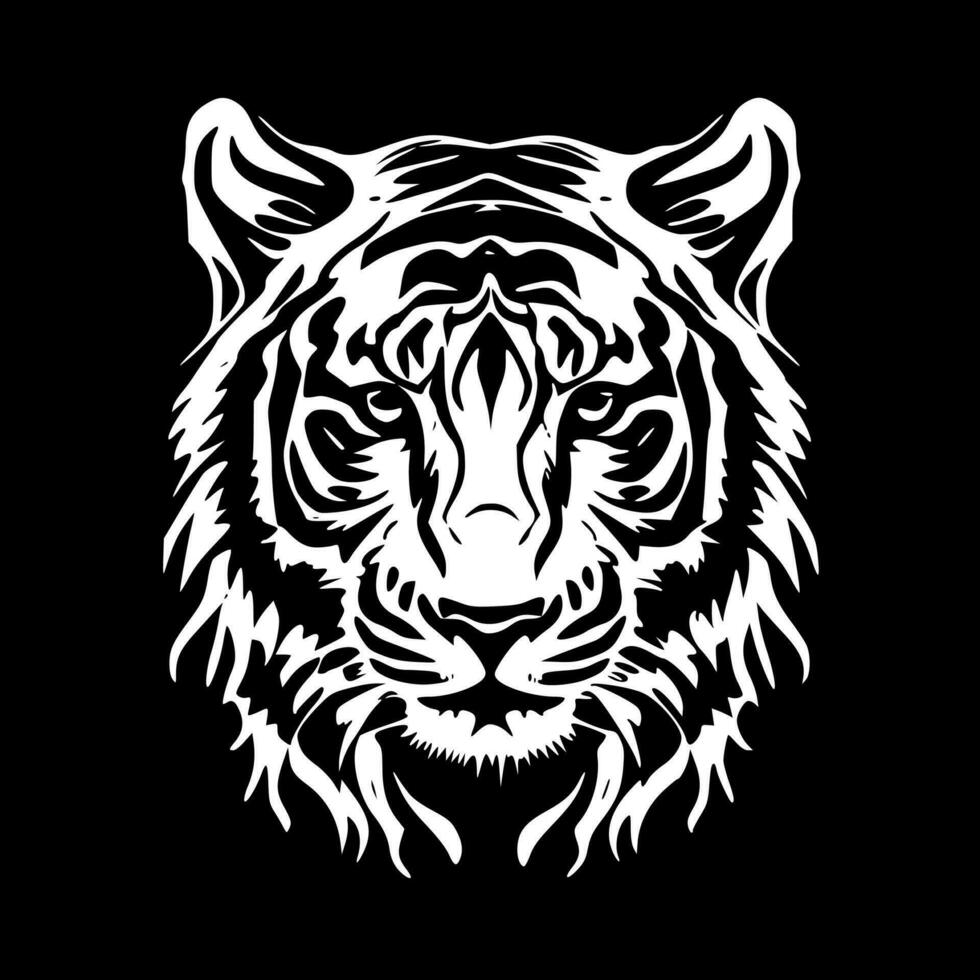 Tiger Pattern - Black and White Isolated Icon - Vector illustration