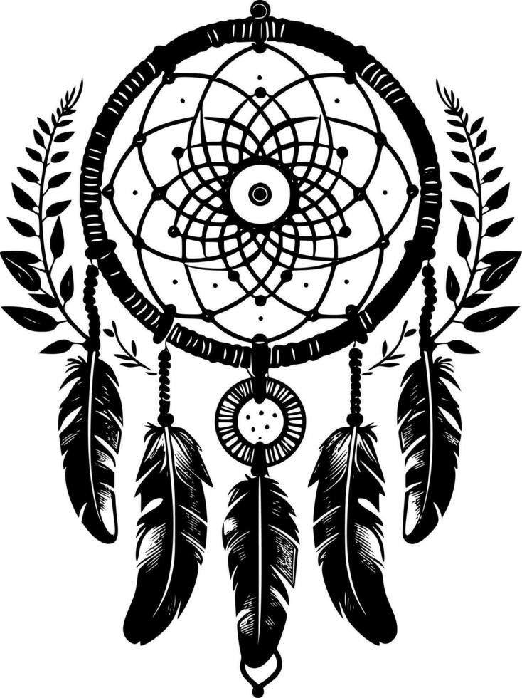 Dream Catcher Icon On Black And White Vector Backgrounds High-Res