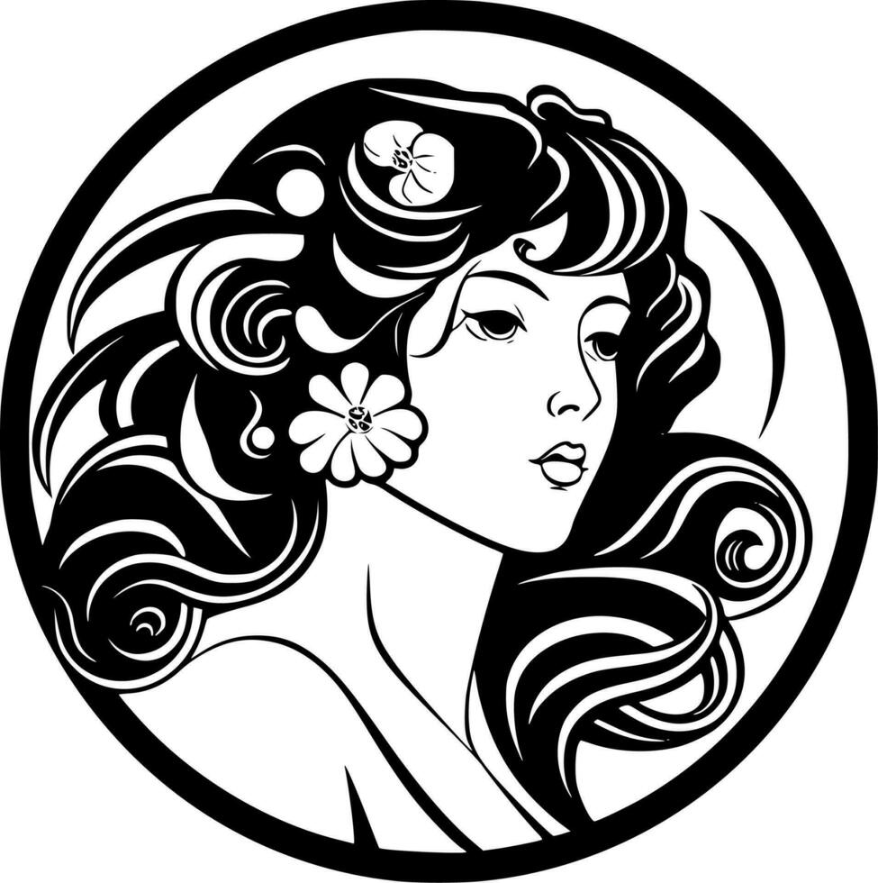 Art Nouveau, Black and White Vector illustration