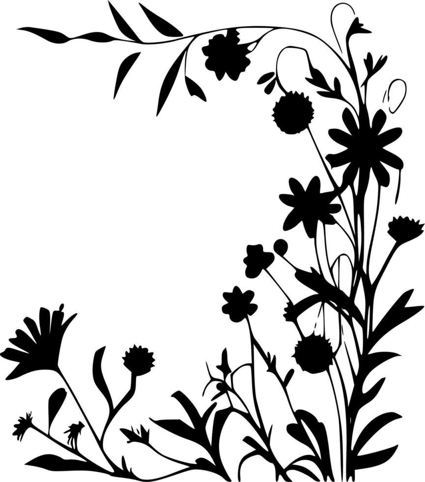 floral borde, minimalista y sencillo silueta - vector ilustración