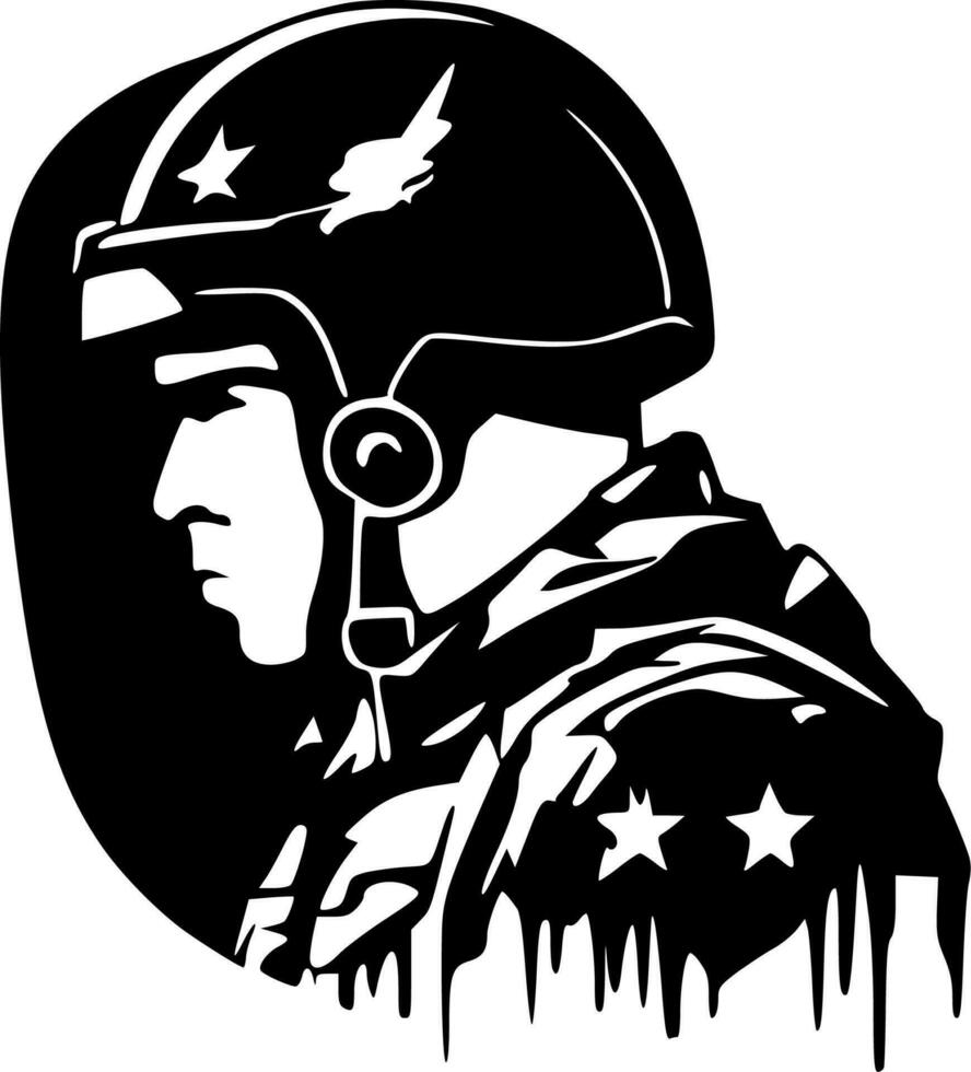 militar - negro y blanco aislado icono - vector ilustración