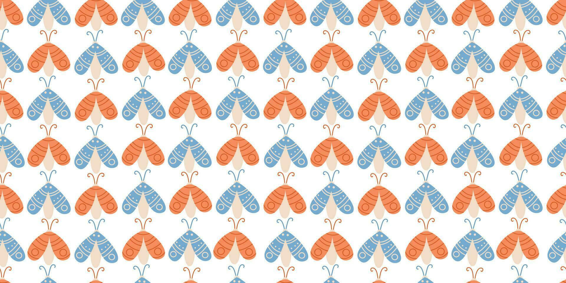 Vector seamless pattern with moths on white background. Great for linens, wallpapers, covers.